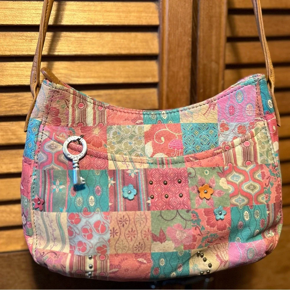 Vintage Fossil Genuine Leather Colorful Patchwork Crossbody Bag - Picture 2 of 16